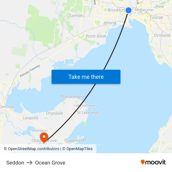 Seddon to Ocean Grove map