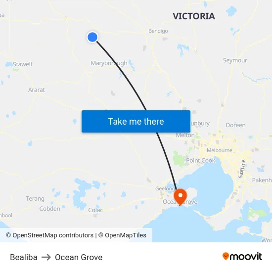 Bealiba to Ocean Grove map