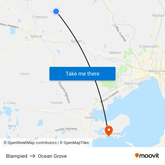 Blampied to Ocean Grove map