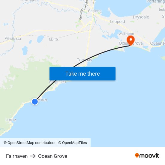 Fairhaven to Ocean Grove map