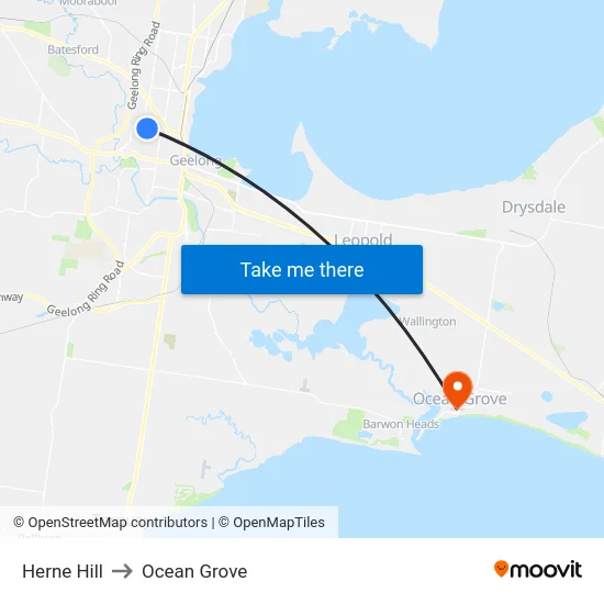 Herne Hill to Ocean Grove map