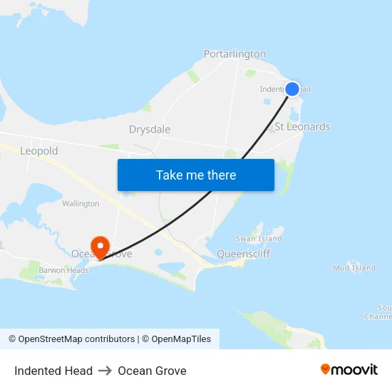 Indented Head to Ocean Grove map