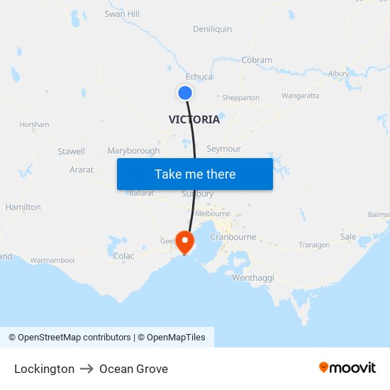 Lockington to Ocean Grove map