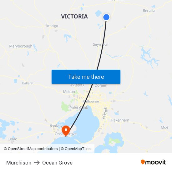 Murchison to Ocean Grove map