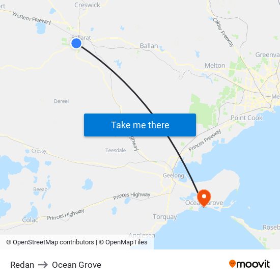 Redan to Ocean Grove map