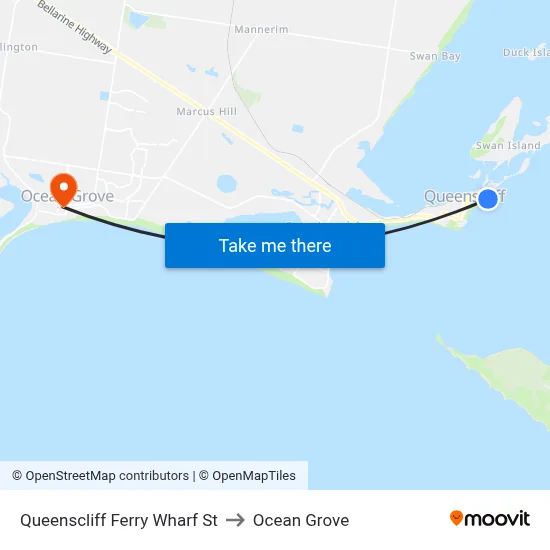 Queenscliff Ferry Wharf St to Ocean Grove map