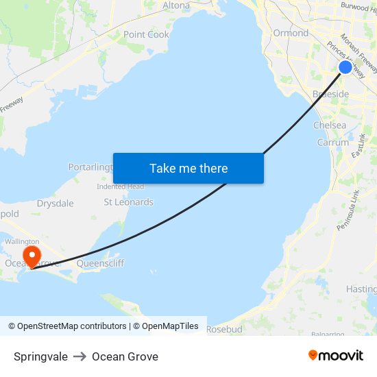 Springvale to Ocean Grove map