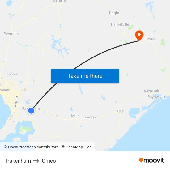 Pakenham to Omeo map