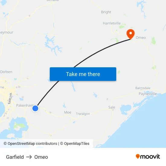 Garfield to Omeo map