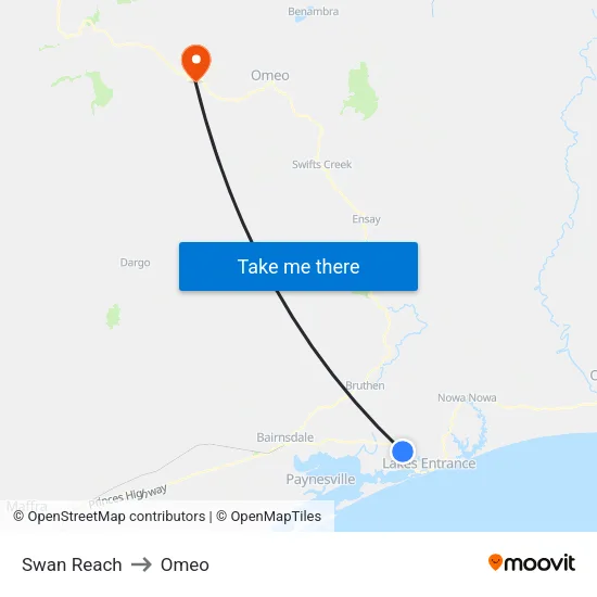 Swan Reach to Omeo map