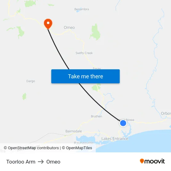 Toorloo Arm to Omeo map