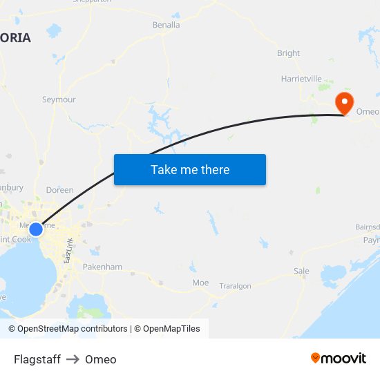 Flagstaff to Omeo map