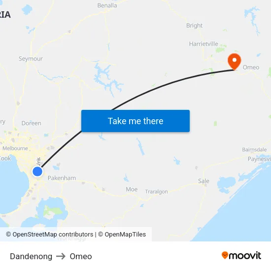 Dandenong to Omeo map