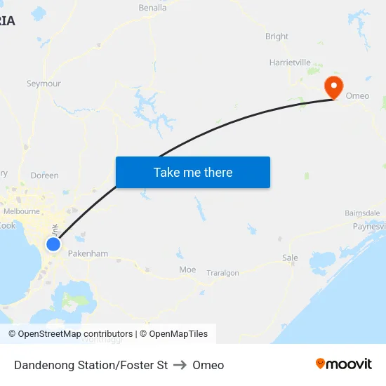 Dandenong Station/Foster St to Omeo map