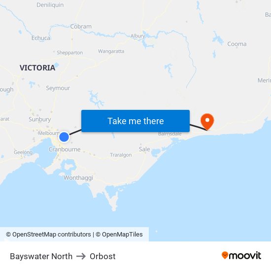 Bayswater North to Orbost map