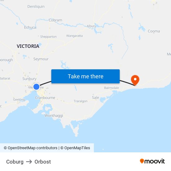 Coburg to Orbost map