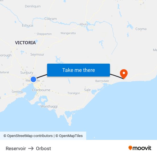 Reservoir to Orbost map