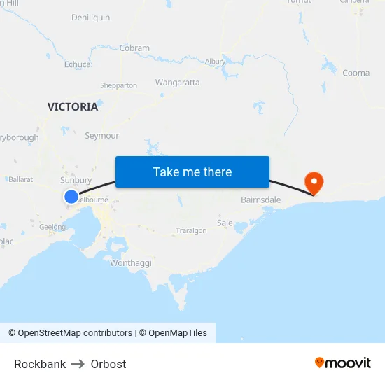 Rockbank to Orbost map