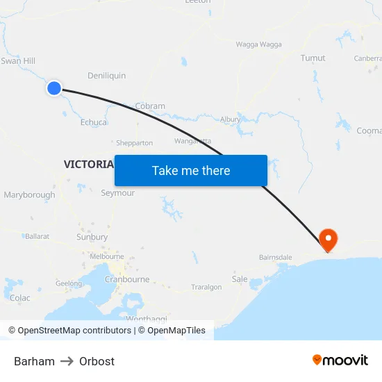 Barham to Orbost map