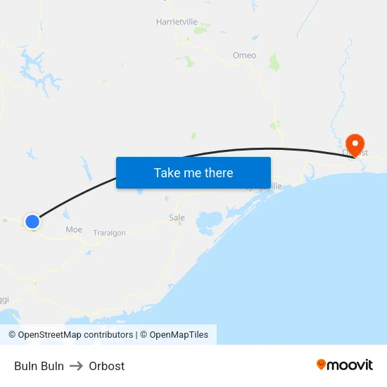 Buln Buln to Orbost map