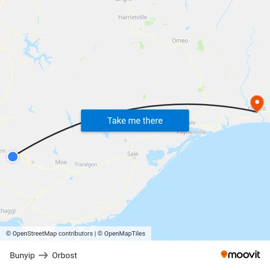 Bunyip to Orbost map