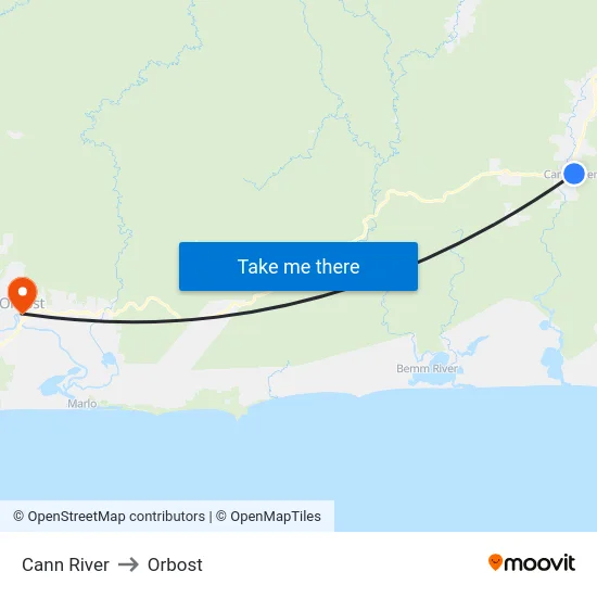 Cann River to Orbost map