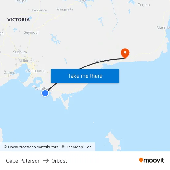 Cape Paterson to Orbost map