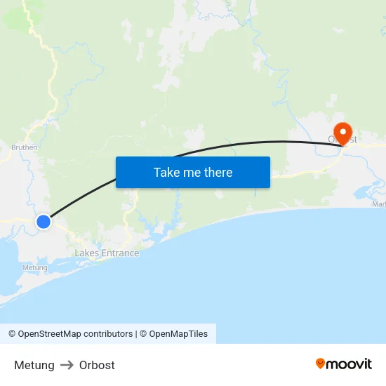 Metung to Orbost map
