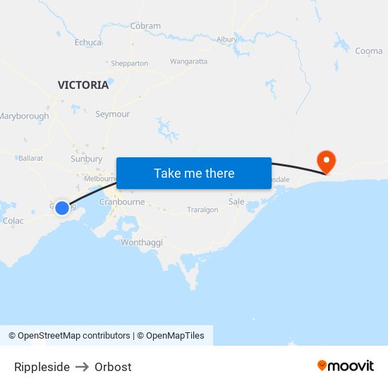 Rippleside to Orbost map