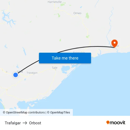Trafalgar to Orbost map