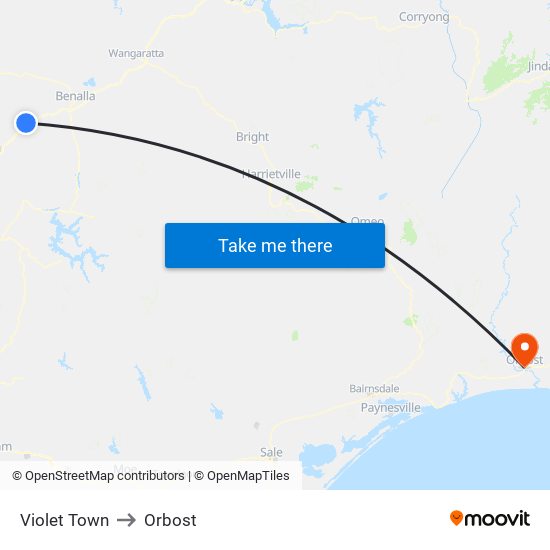 Violet Town to Orbost map