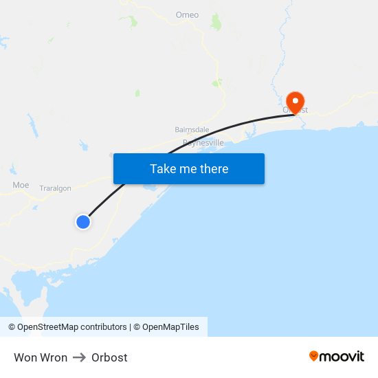 Won Wron to Orbost map