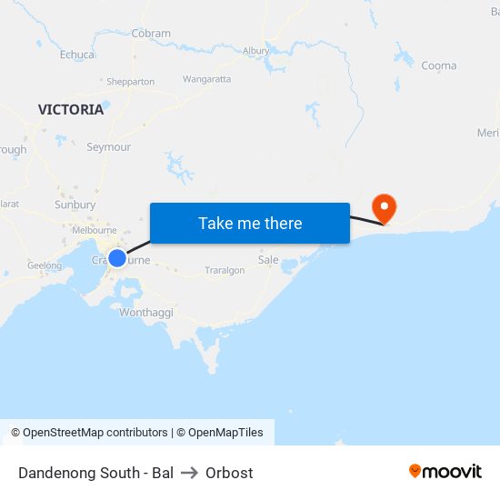Dandenong South - Bal to Orbost map