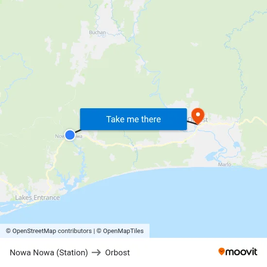 Nowa Nowa (Station) to Orbost map