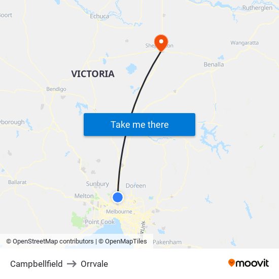 Campbellfield to Orrvale map