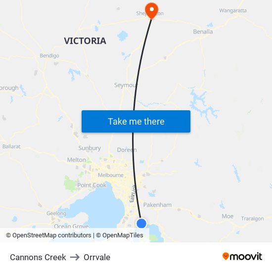 Cannons Creek to Orrvale map