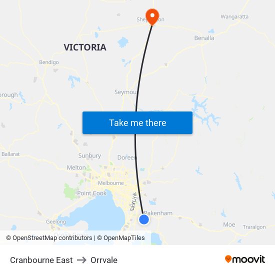 Cranbourne East to Orrvale map