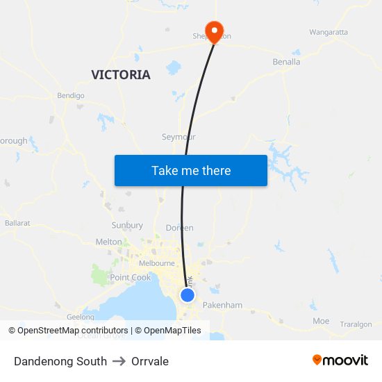 Dandenong South to Orrvale map