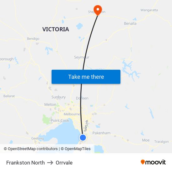 Frankston North to Orrvale map