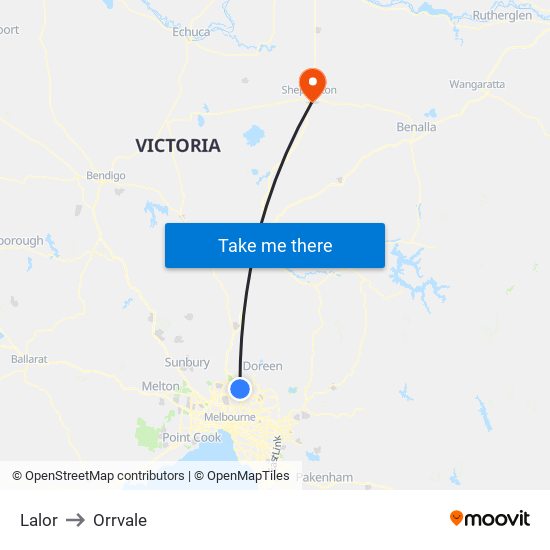 Lalor to Orrvale map