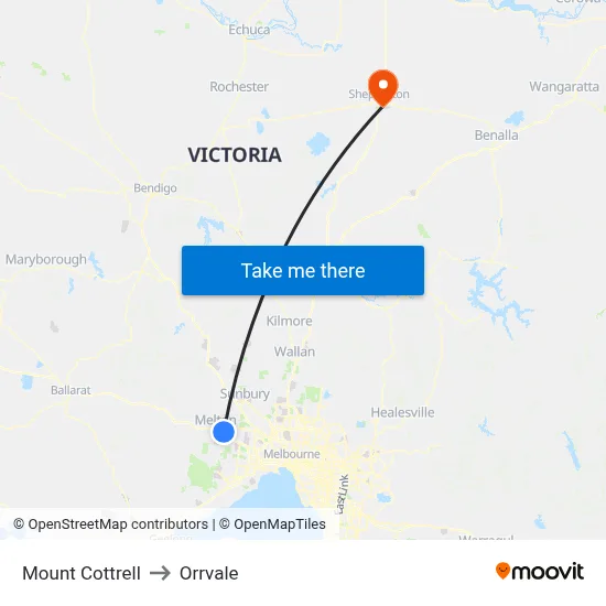 Mount Cottrell to Orrvale map