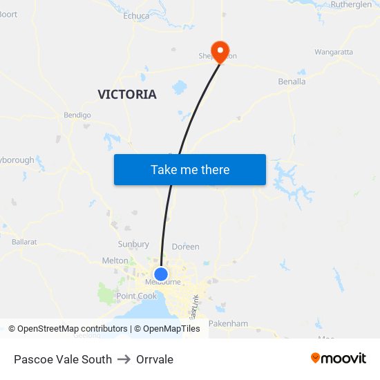 Pascoe Vale South to Orrvale map