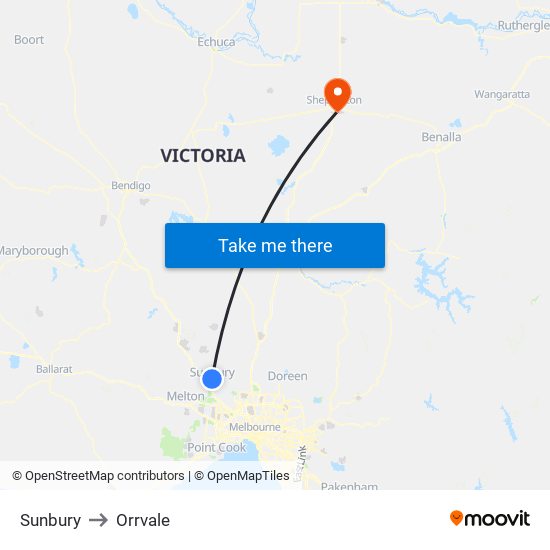 Sunbury to Orrvale map