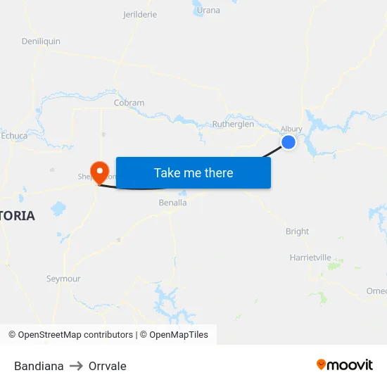 Bandiana to Orrvale map