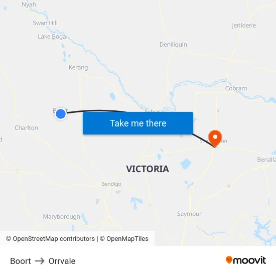 Boort to Orrvale map