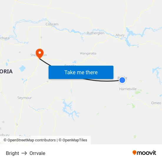 Bright to Orrvale map