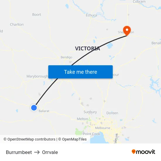 Burrumbeet to Orrvale map