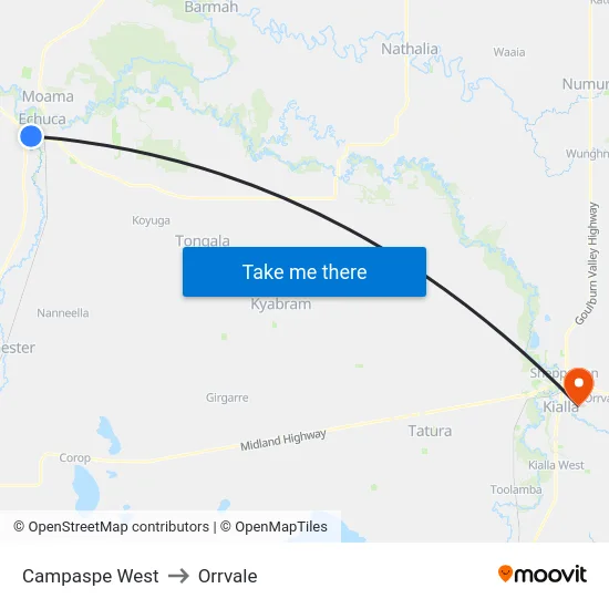 Campaspe West to Orrvale map
