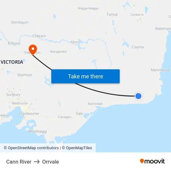 Cann River to Orrvale map