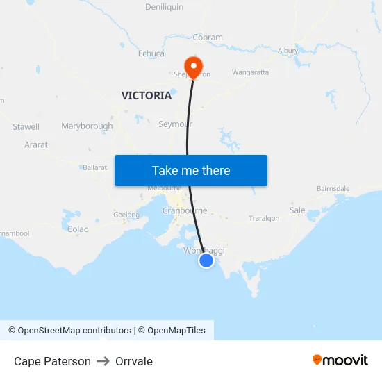 Cape Paterson to Orrvale map